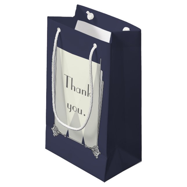Swanky Art Deco in Blue Gift Bag Kleine Geschenktüte (Vorderseite Schrägansicht)