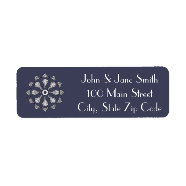 Swanky Art Deco in Blue Return Address Label (Vorne)