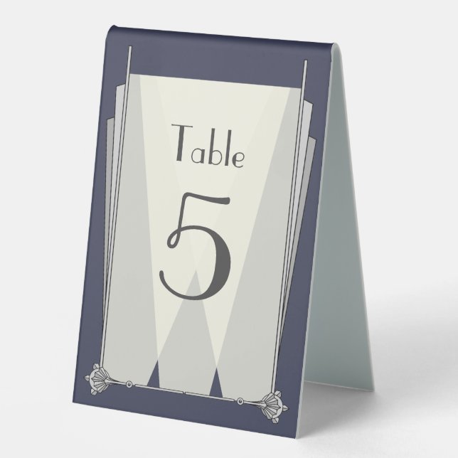 Swanky Art Deco in Blue Table Zelt Sign Tischaufsteller (Vorderseite)
