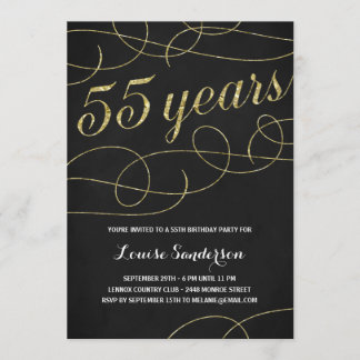 Swanky Imitats Goldene Foil 55. Geburtstagsparty Einladung