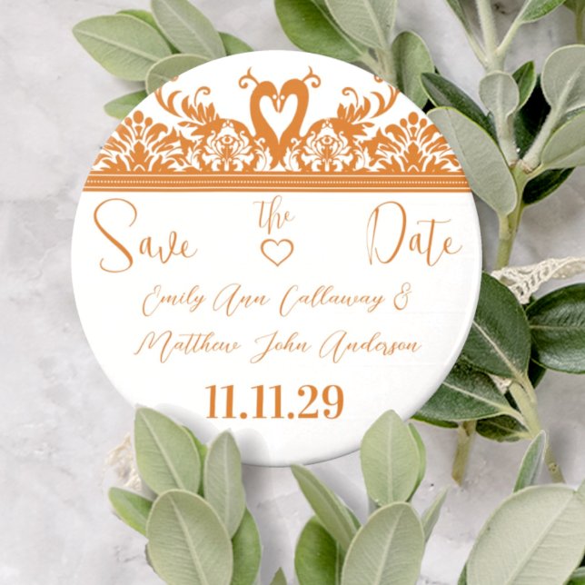 Swans and Swirls Save the Date Mariage Magnet (Créateur téléchargé)