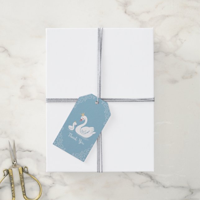 Swans Baby Showbird mit Crown Theme Blue Geschenkanhänger (Mit Garn)
