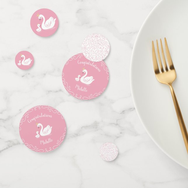 Swans Baby Showbird mit Crown Theme Pink Konfetti (Gruppe)