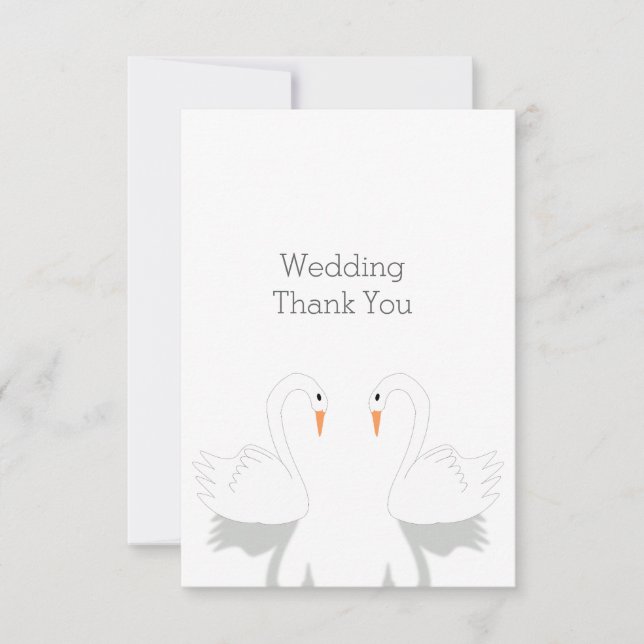 Swans Design Wedding Dankeskarte (Vorderseite)