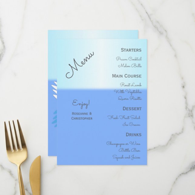 Swans Design Wedding Menükarte (Vorderseite/Rückseite Beispiel)