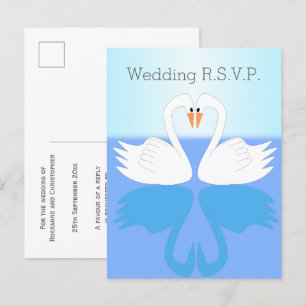 Swans Design Wedding RSVP Einladungspostkarte