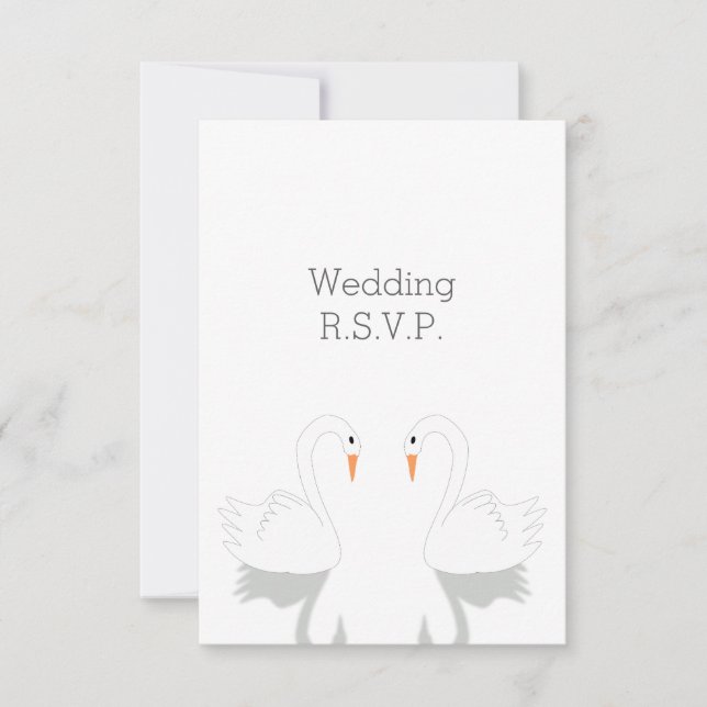 Swans Design Wedding RSVP Karte (Vorderseite)