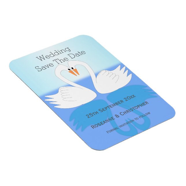 Swans Design Wedding speichert das Datum Magnet (Rechte Seite)