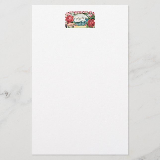 Swans et papeterie Vintage Rose (Devant)