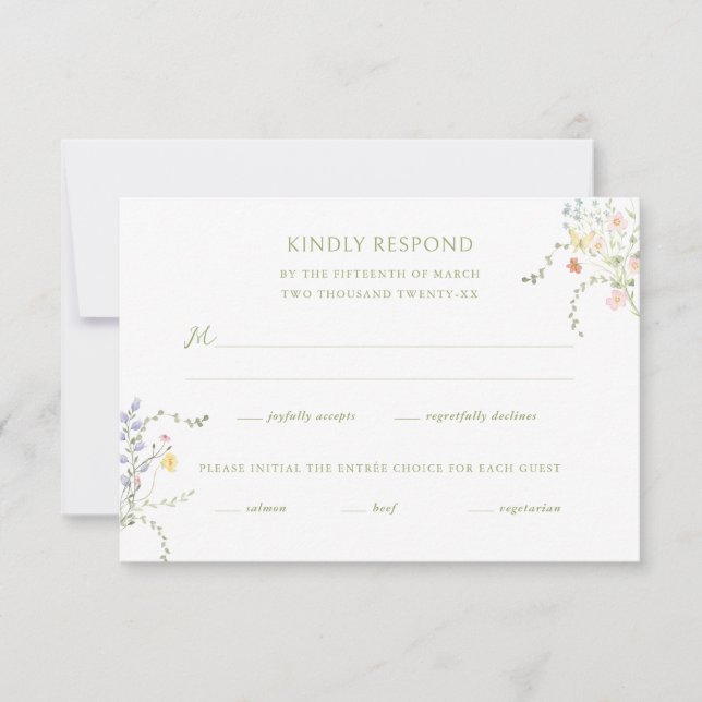 Swans Floral Monogram Crest Wedding RSVP Karte (Vorderseite)