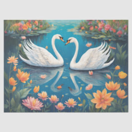 Swans-Liebe am See Seidenpapier