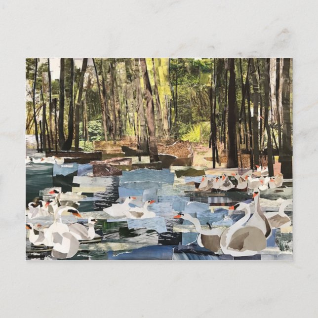 "Swans On River" Cut Paper von Willowcatdesigns Postkarte (Vorderseite)