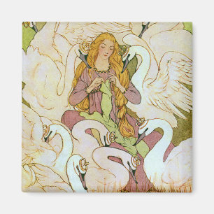 Swans sauvages Conte de fées Magnet d'art