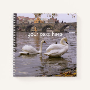 Swans und Karlsbrücke in Prag Notizbuch