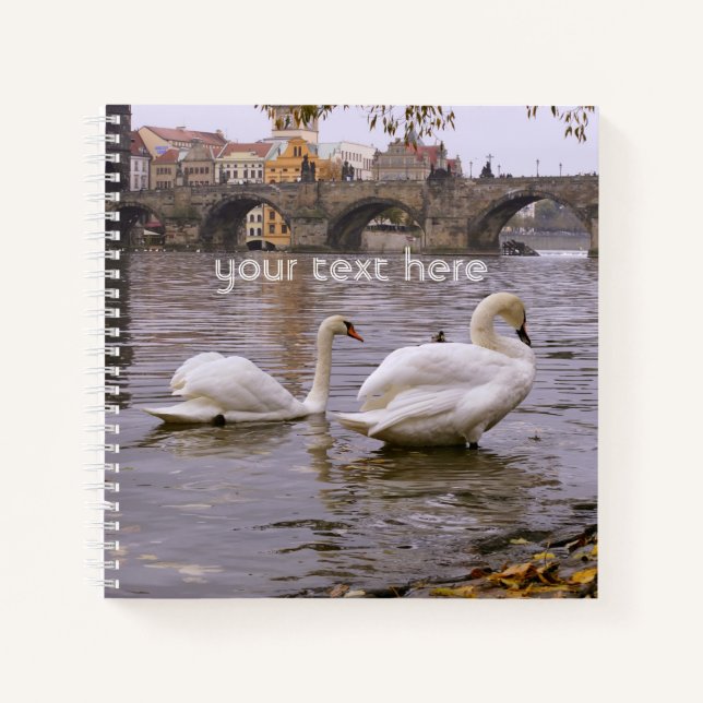 Swans und Karlsbrücke in Prag Notizbuch (Vorderseite)