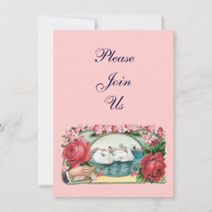 Swans und Rose - Eingeladene Valentine Einladung
