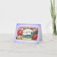 Swans und Rose Vintage leere Kunstkarte