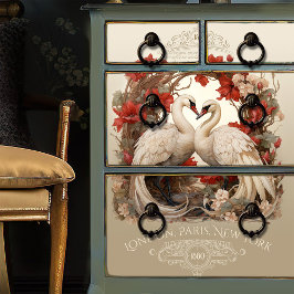 Swans Vintage Shabby Chic Blumendekoupage Seidenpapier