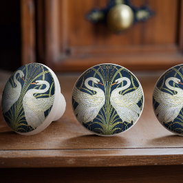 Swans Walter Crane Blue Art Nouveau Keramikknauf