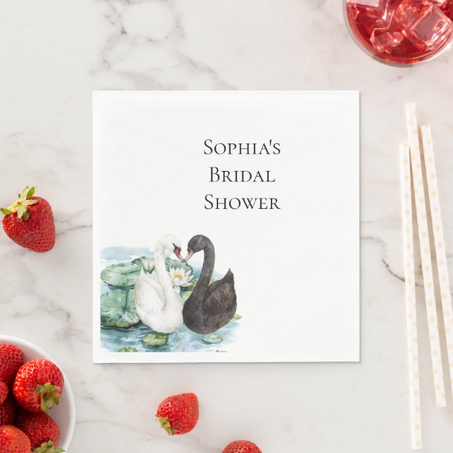 Swans Water Lilies Lake Romantisches Brautparty Serviette (Beispiel)
