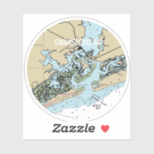 Swansboro NC Nautical Chart Aufkleber