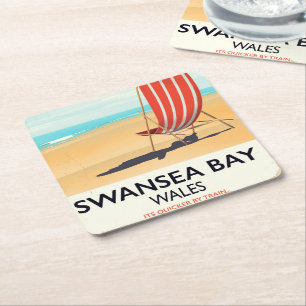 Swansea Bay Wales Strandplakat Rechteckiger Pappuntersetzer