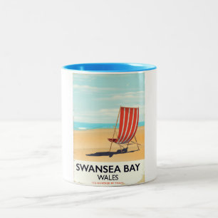 Swansea Bay Wales Strandplakat Zweifarbige Tasse