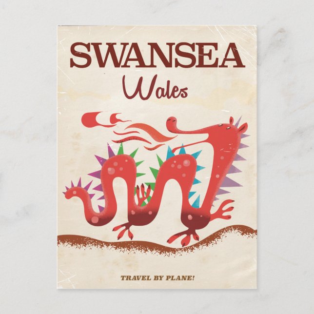 Swansea Wales Dragon Poster Postkarte (Vorderseite)