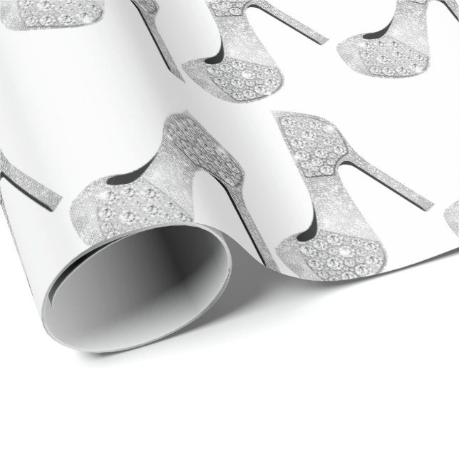 Swarovski Kristalle Diamond High Heels Shoes White Geschenkpapier (Rolleneckpunkt)