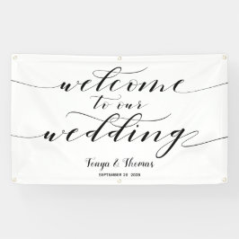 Swash Black Calligraphy Willkommen bei unserer Hoc Banner
