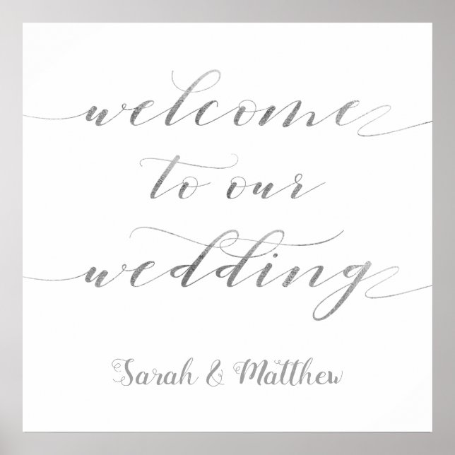 Swash Calligraphie Silver Willkommen bei unserer H Poster (Vorne)
