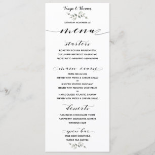 Swash Schriftart Calligrafy Schwarz-weiß Wedding B Menükarte