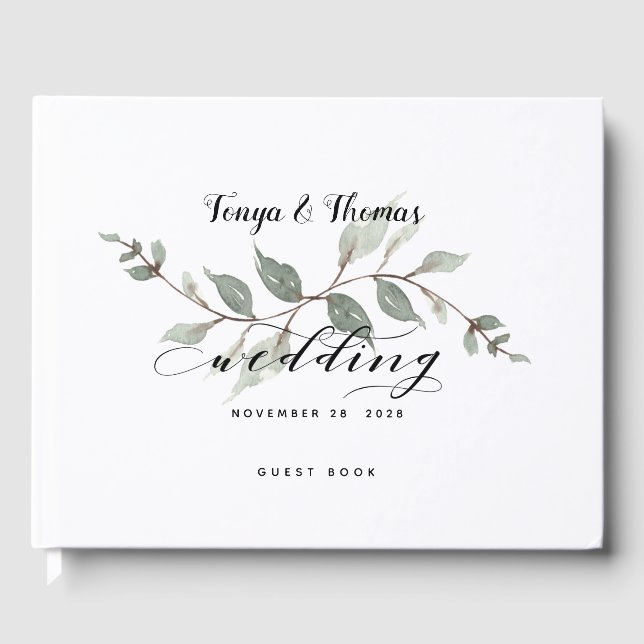 Swash Schriftart Calligrafy Wedding Gästebuch (Vorderseite)