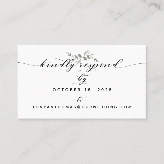 Swash Schriftart Calligraphy Wedding Online RSVP C Visitenkarte (Vorderseite)
