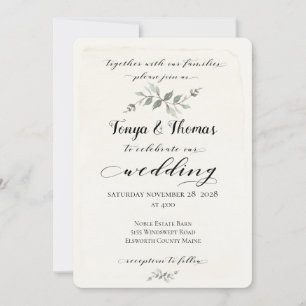 Swash Schriftart Kalligrafie Rustikale Elfenbeinle Einladung