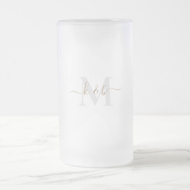 Swash-Script für Gold und Grau Mattglas Bierglas (Mittel)