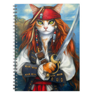 Swashbuckler Pirate Cat Fantasy Character Art Notizblock