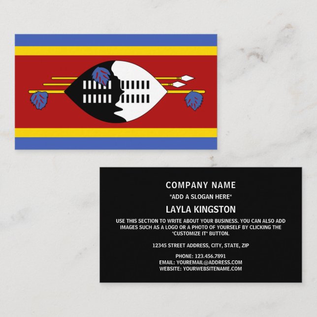 Swasifahne, Flagge von Eswatini Visitenkarte (Vorne/Hinten)