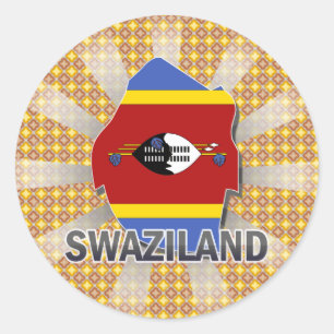Swasiland-Flaggen-Karte 2,0 Runder Aufkleber