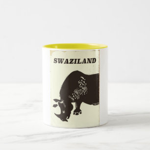 Swasiland-Rhino-Reiseplakat im Vintage-Stil Zweifarbige Tasse