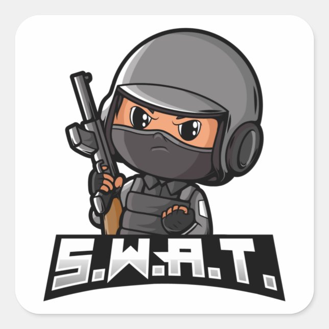 Swat Quadratischer Aufkleber (Vorderseite)