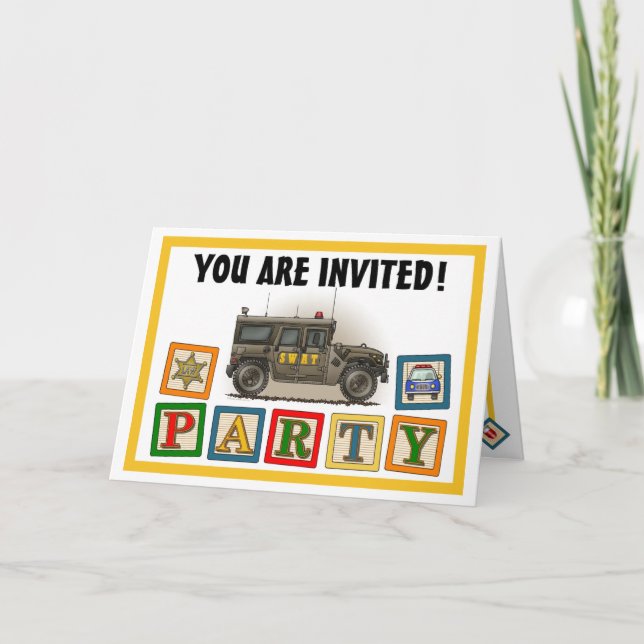 SWAT Team Hummer Police Car Party Invitation (Devant)