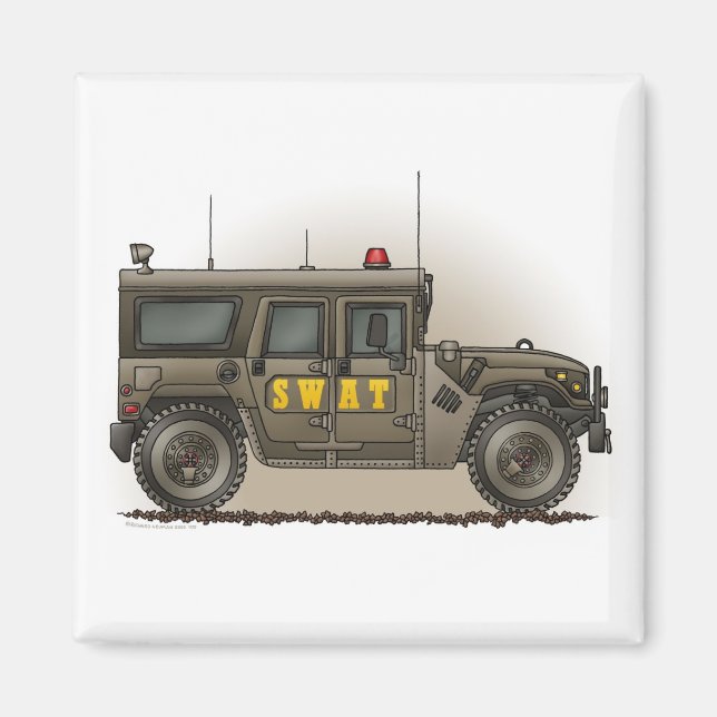 SWAT Team Hummer Square Magnet (Vorne)