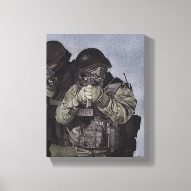 SWAT Team Police Original Kunst auf Leinwand druck (Vorderseite)