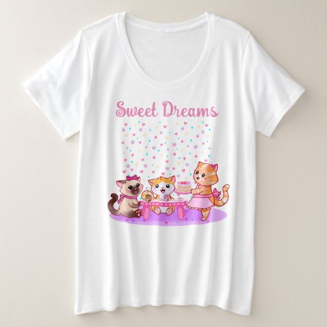 Sweams Dreams Cute Kitties Plus Size Sleep Shirt (Design devant)