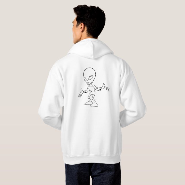 Sweat à capuche blanc design alien (Dos entier)