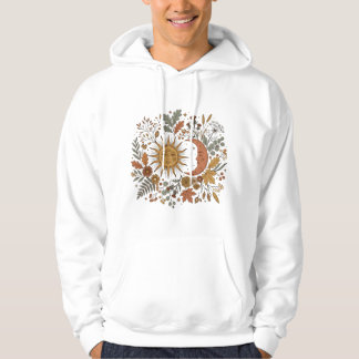 Sweat à capuche botanique Soleil et Lune croissant
