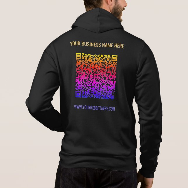 Sweat à capuche d'affaires avec code QR couleur et (Dos)
