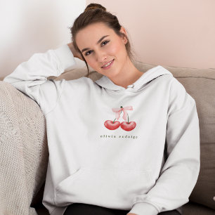 Sweat à capuche féminin Rouge & Rose Cerise Cœur N