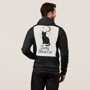 Sweat à capuche Lucky Black Cat Dessin Lune & Ét